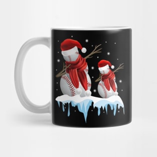 Baseball Snowman Dabbing Merry Christmas Gift Mug